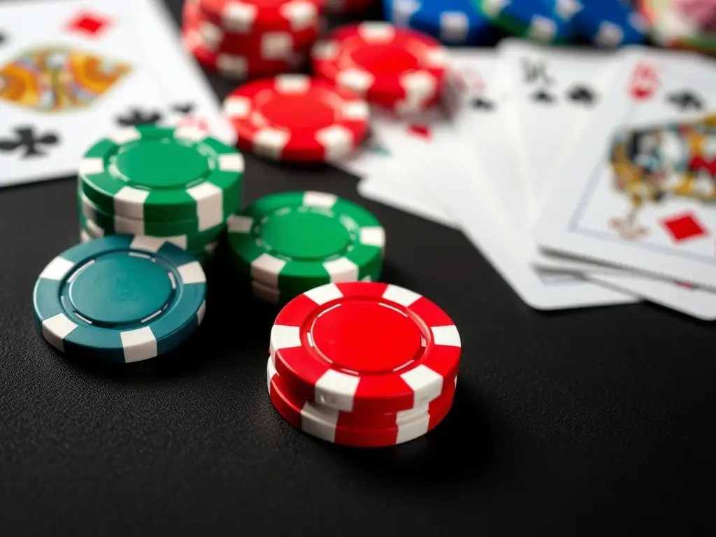 A close-up image of a poker hand being dealt, with focus on the cards and the anticipation of the players. The background is dimly lit to create a sense of mystery and intrigue.