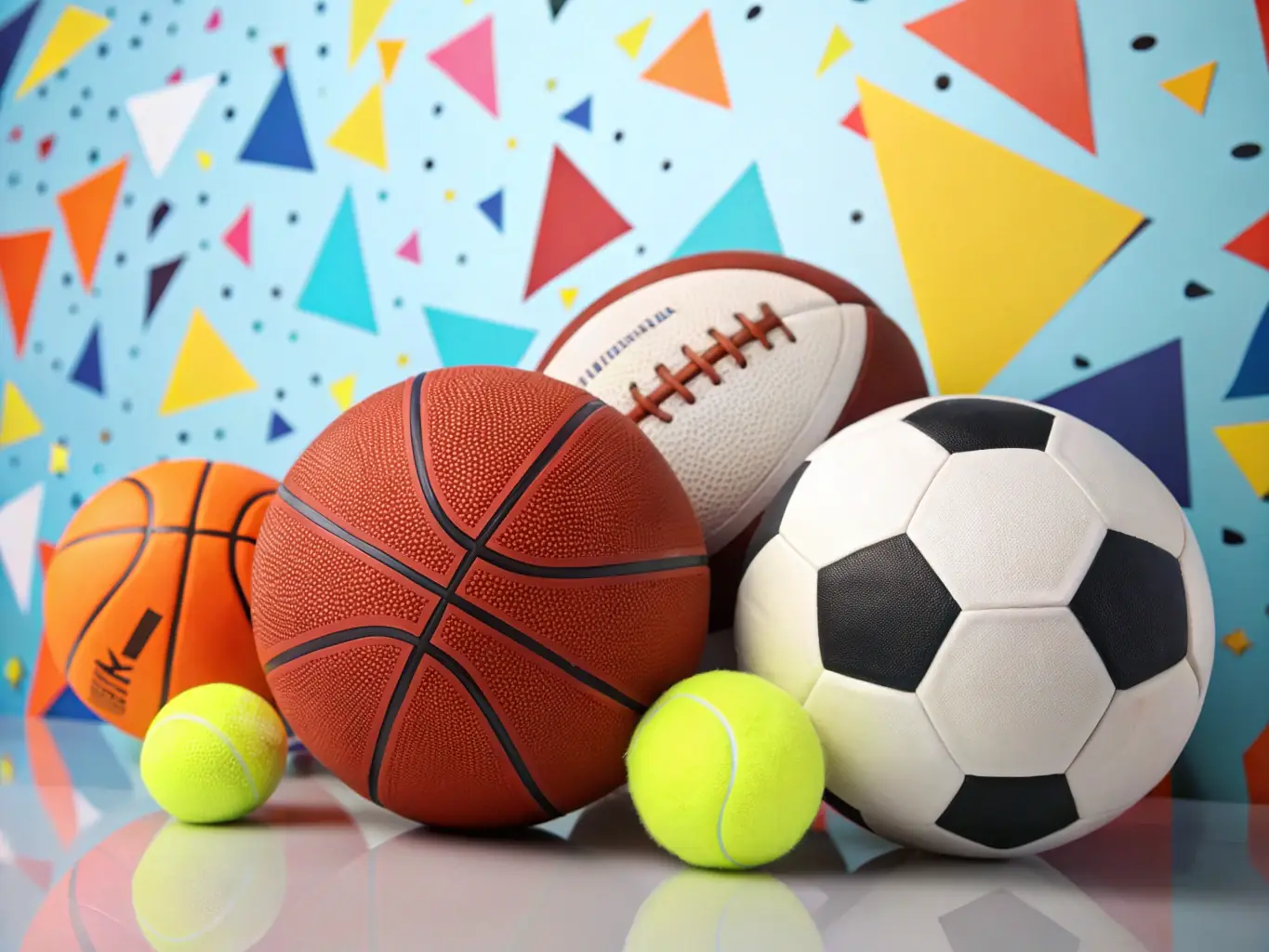 A dynamic image showcasing various sports equipment such as a soccer ball, basketball, and tennis racket, alongside casino elements like playing cards and dice, symbolizing the diverse betting options available on the R7 Bet platform.